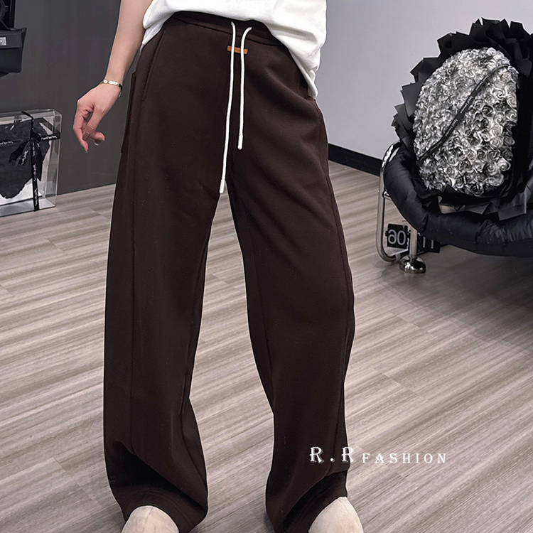 卫裤女2025秋季新款纯色休闲裤高腰阔腿裤宽松直筒长裤百搭裤子