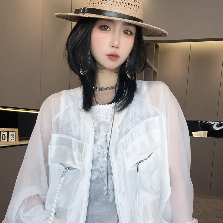 防晒外套女2026春季新款欧洲站设计感短款纯色拉链防晒衣长袖上衣
