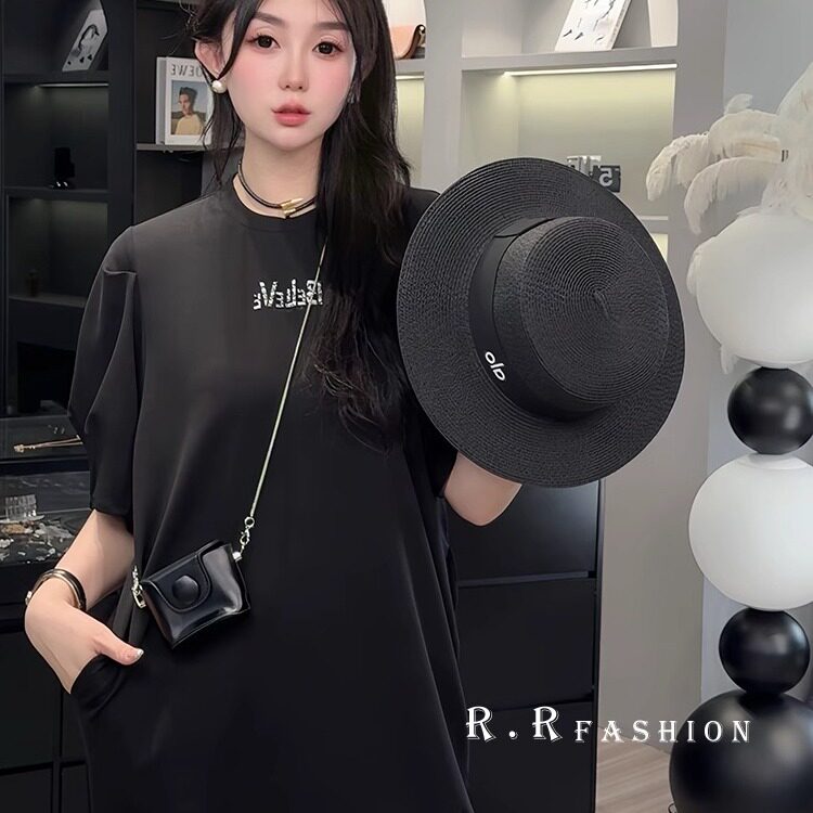 特价连衣裙女2025夏季新款欧洲站女装时尚拼接字母T恤裙半袖