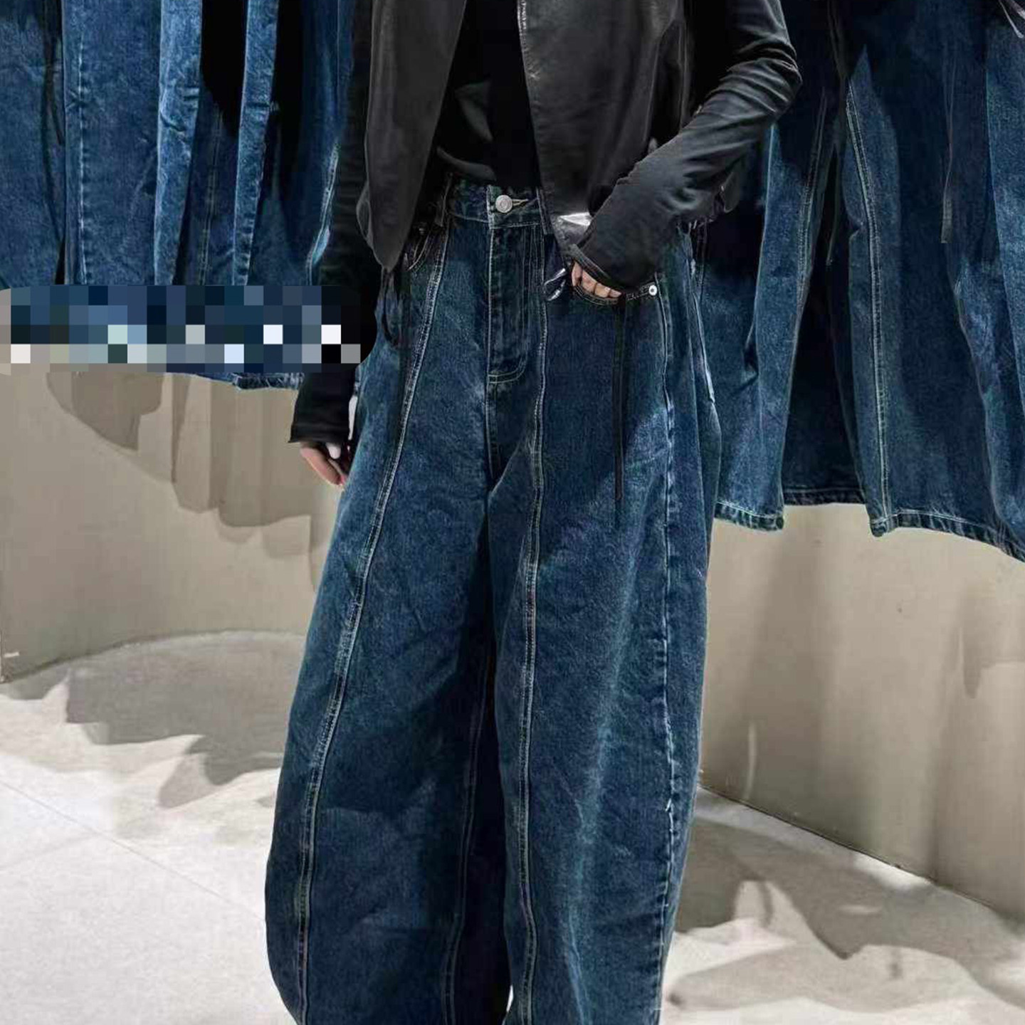 牛仔裤女2026秋季新款欧洲站设计感时尚复古做旧高腰长裤显瘦裤子