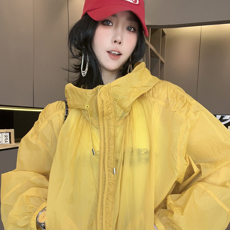 连帽防晒外套女2026春季新款欧洲站简约风纯色防晒衣拉链长袖上衣