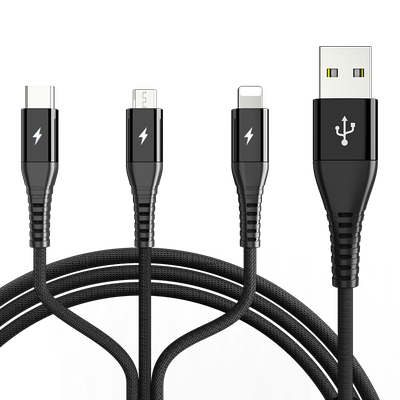 适用苹果华为安卓3合1数据线1米