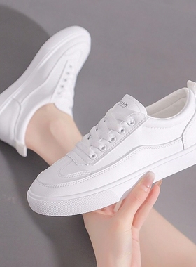 小白鞋女2025夏季薄款新款透气软皮学生韩版百搭休闲板鞋子女