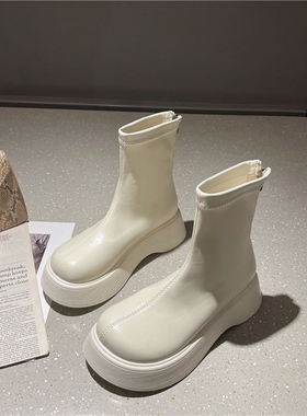 短靴子女鞋马丁靴女2025年春秋爆款松糕厚底小个子百搭瘦瘦靴单靴