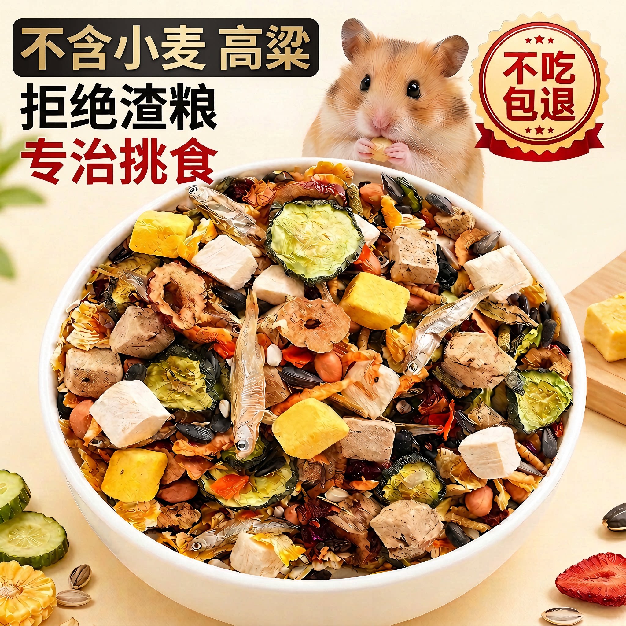 仓鼠粮食营养主粮冻干小金丝熊专用食物海鲜果蔬饲料自配鼠粮用品