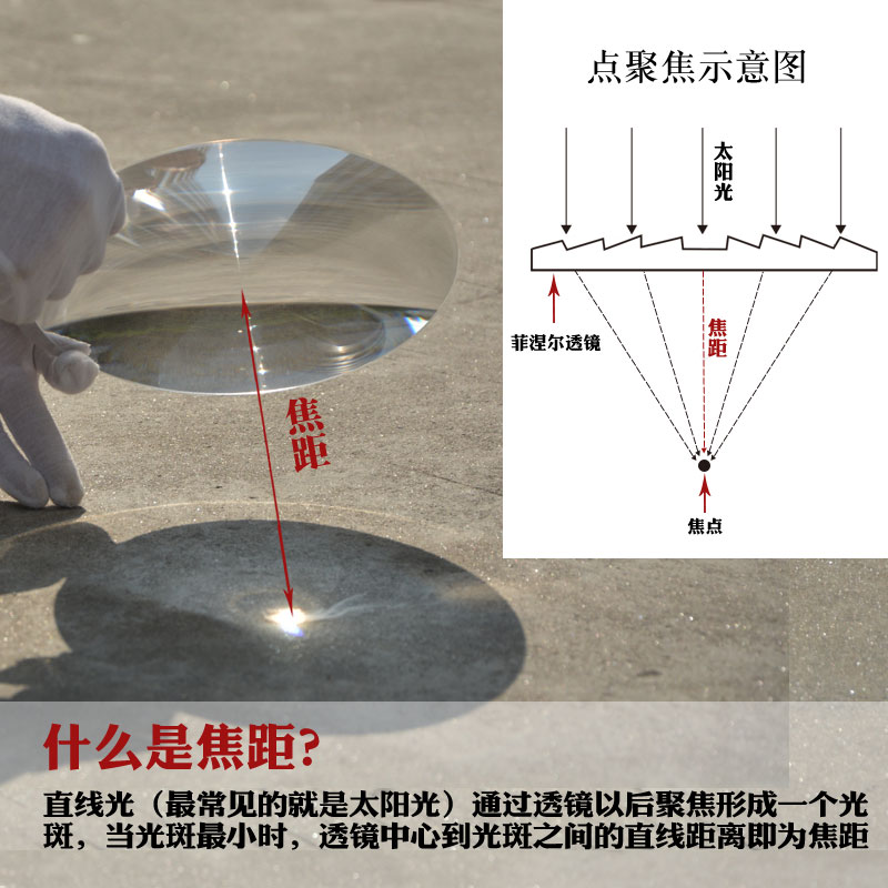 圆形直径255mm系列菲涅尔透镜led照明光学细螺纹聚光点火放大镜片
