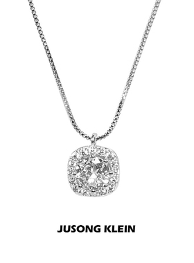 JUSONG KLEIN方钻项链女轻奢小众锁骨链潮韩版时尚气质百搭劲链