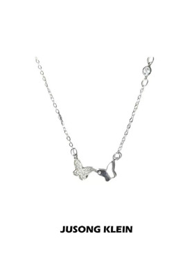 JUSONG KLEIN蝴蝶项链女轻奢小众设计感满钻双蝶锁骨链