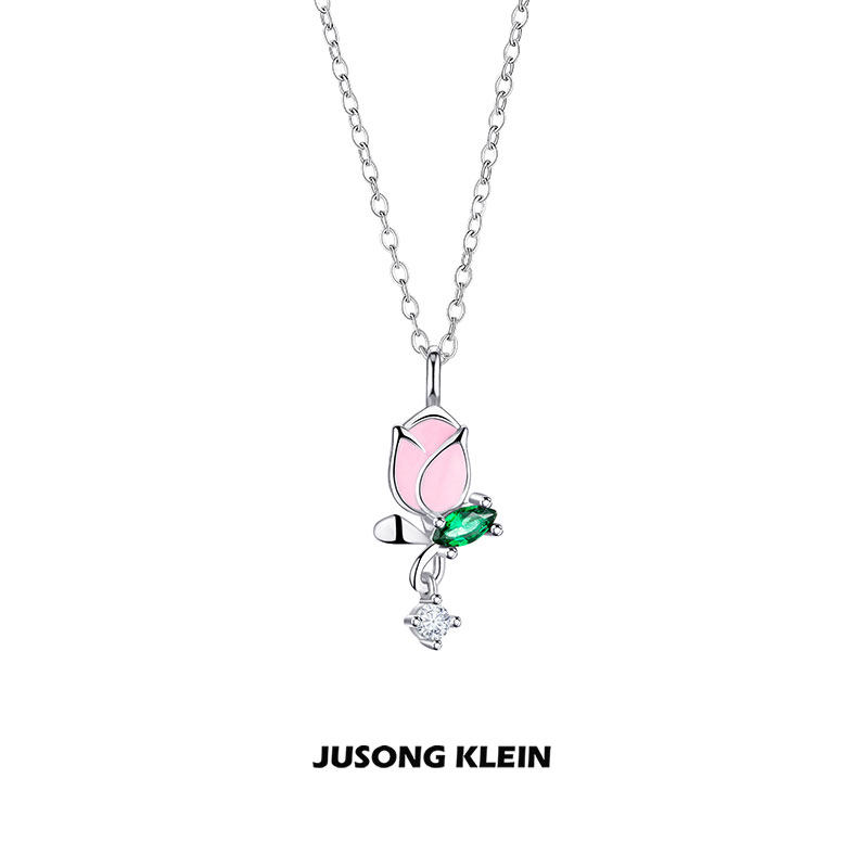 Jusongklein钛钢锁骨链女郁金香