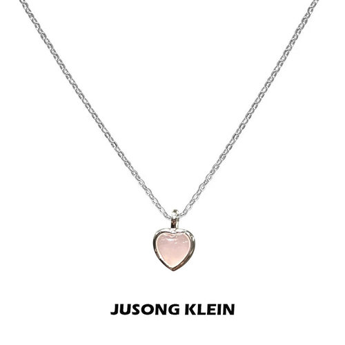 Jusongklein女爱心粉色锆石项链