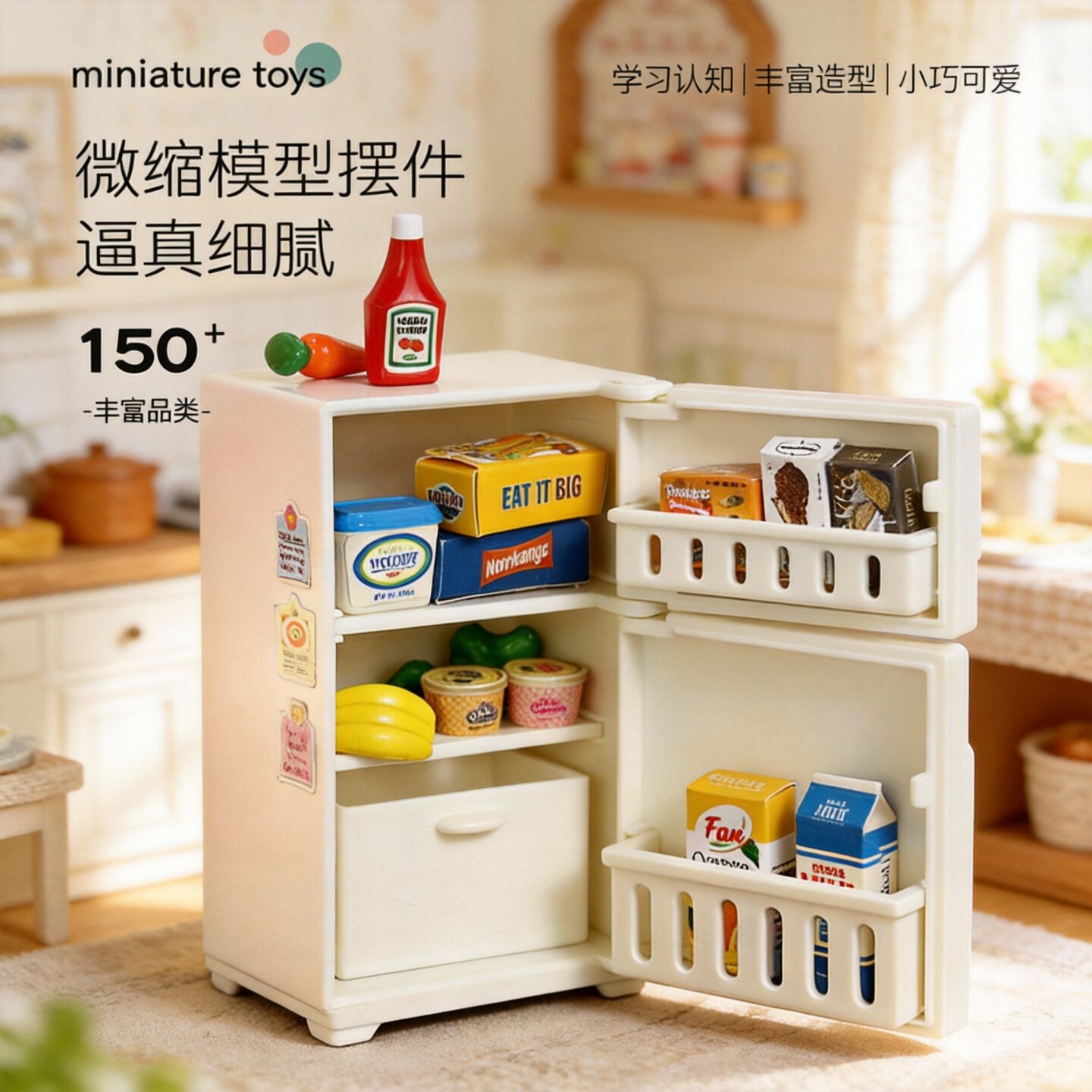 冰箱上的微缩迷你小物品仿真食玩玩具模型厨房家具全景小屋世界