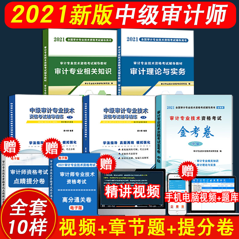 3正版现货2021年中级审计师考试审计理论与实务+审计专业相关知识（教材+历年真题与模拟试题+金考卷）中级审计师考试全套5本非初级