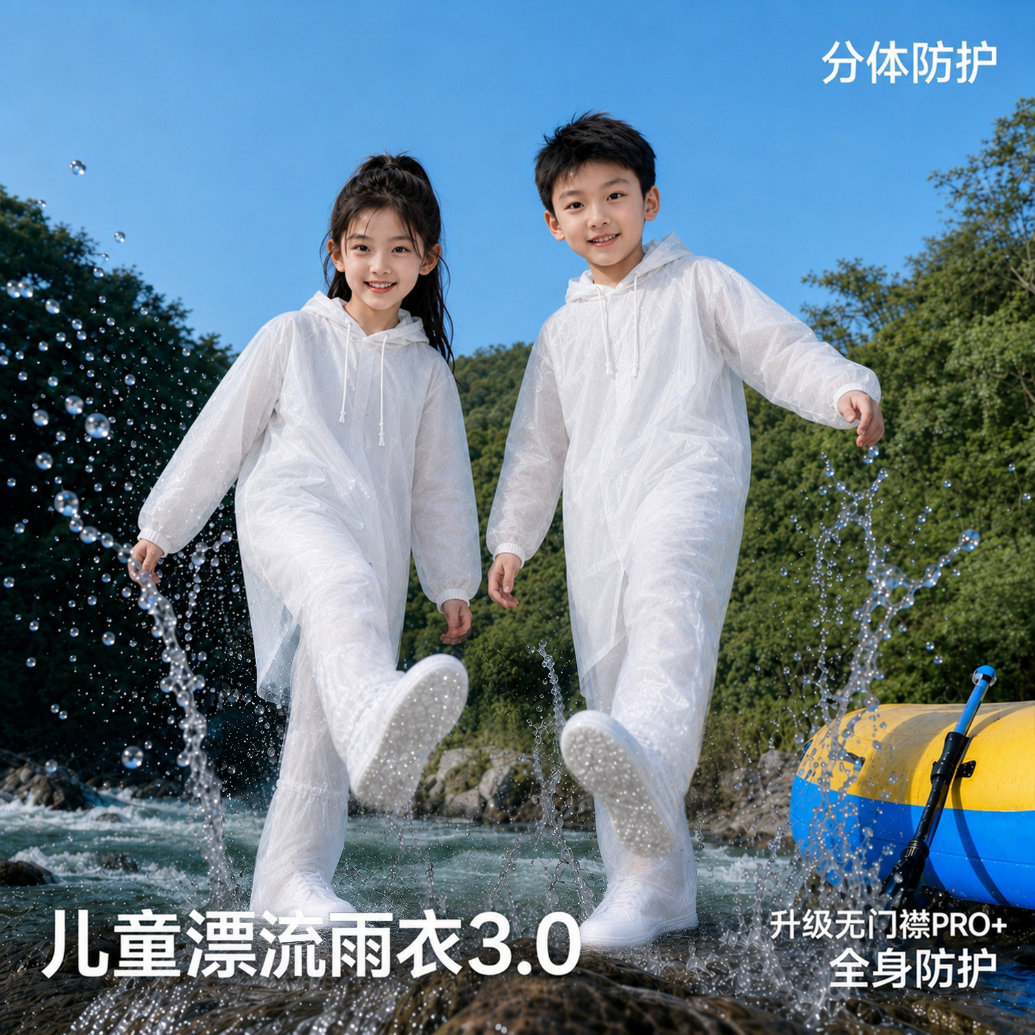 儿童游乐园漂流雨披鞋套全身装备图片