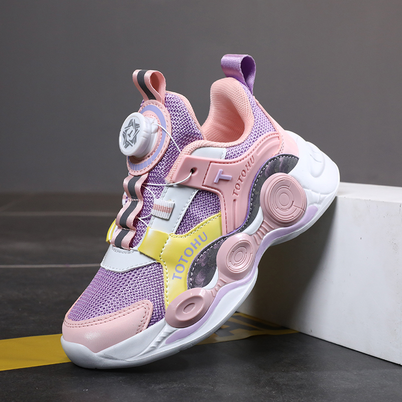 女童鞋子儿童旋转钮扣运动鞋秋季