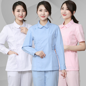 护士服女夏季短袖分体套装长袖圆领短款牙科口腔护工两件套工作服