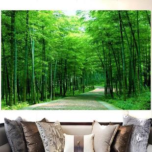 竹林小路竹子风景墙画客厅办公室背景墙竹报平安绿竹山水装饰壁画