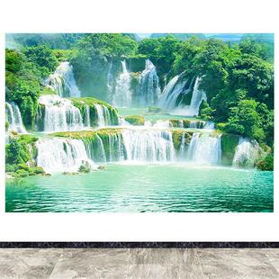 黄果树瀑布墙贴山水画流水生财招财客厅办公室装饰画海报壁画自粘