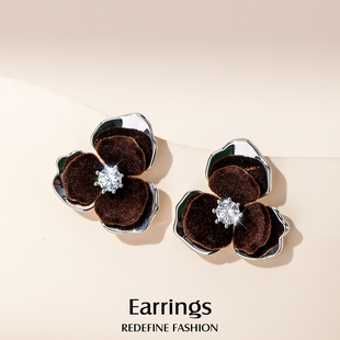 【新品】丝绒花耳饰女小众纯银耳环2025新款爆高级感轻奢耳坠耳钉