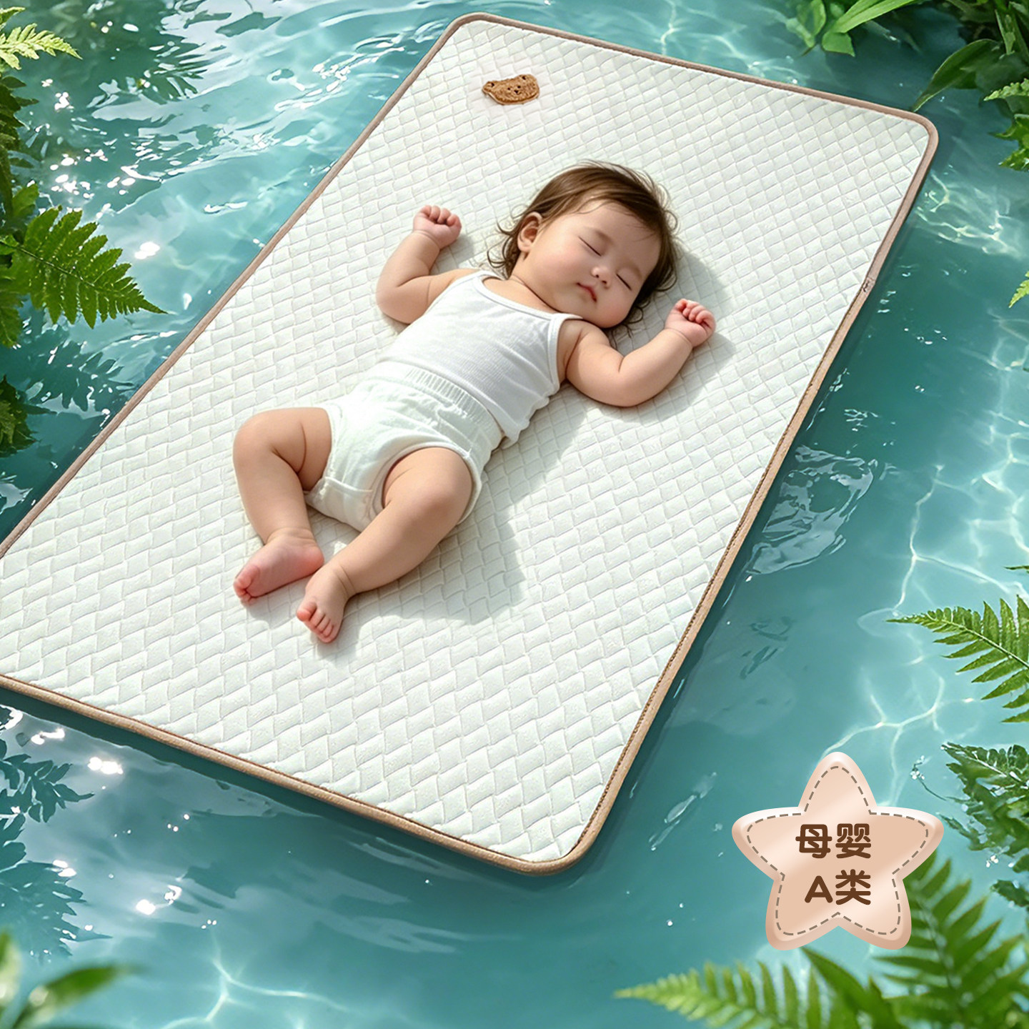 婴儿冰丝凉席防水防汗透气婴幼儿宝宝床席夏季可水洗专用隔尿凉垫