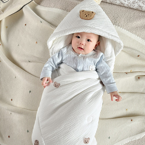 爱萌堡0-3岁青岛纱布棉刺绣包被