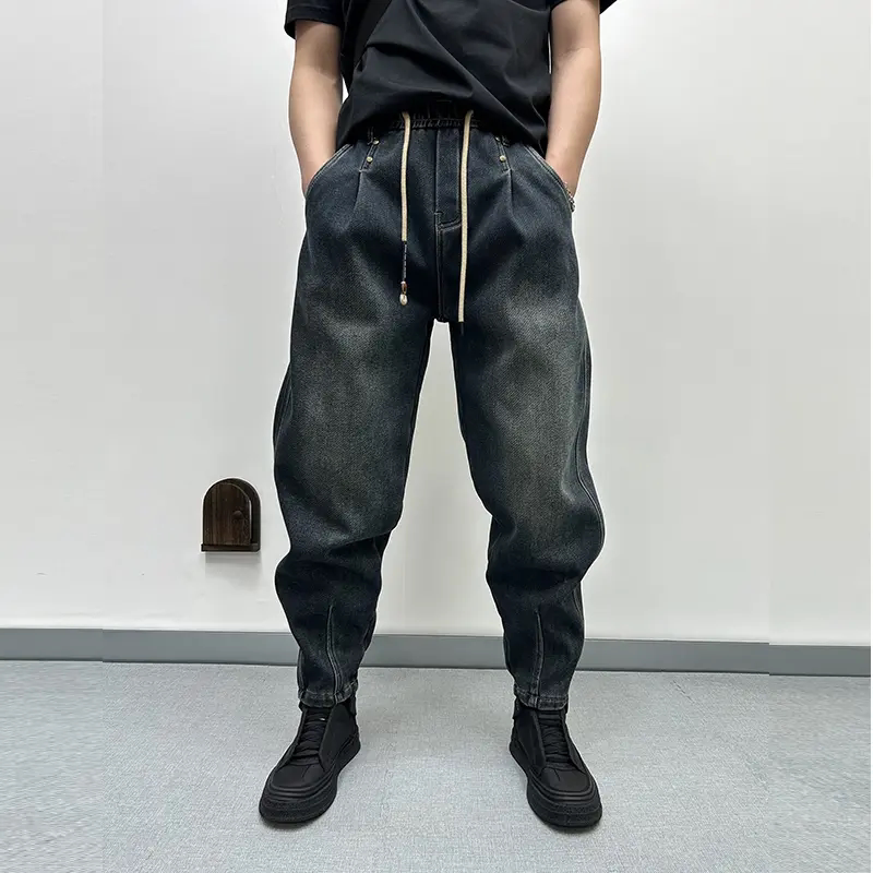 春夏薄款美式男士2026新款牛仔裤高街哈伦小直脚裤休闲锥形萝卜裤