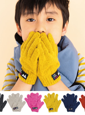 日本stample男女童针织连指手套宝宝儿童纯色毛线手套