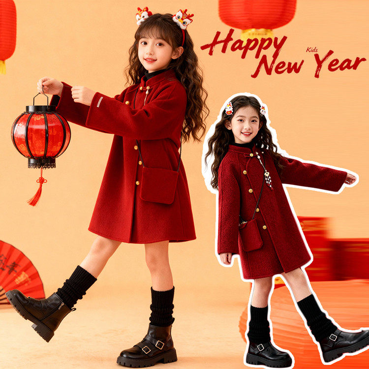 女童新年红呢子大衣冬季加绒加厚中国风唐装毛呢外套儿童拜年服,童装/婴儿装/亲子装,唐装,淘宝优惠券,粉丝福利购,淘宝优惠卷