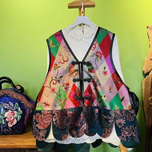 四两老绣缎面设计款 刺绣马甲