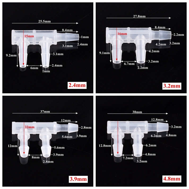 F型三通接头 PP塑料边三通软管宝塔接头 2.4mm~9.5mm宝塔分流器