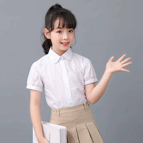 Детская рубашка, хлопковая форма для принцессы, летняя летняя одежда для школьников, короткий рукав