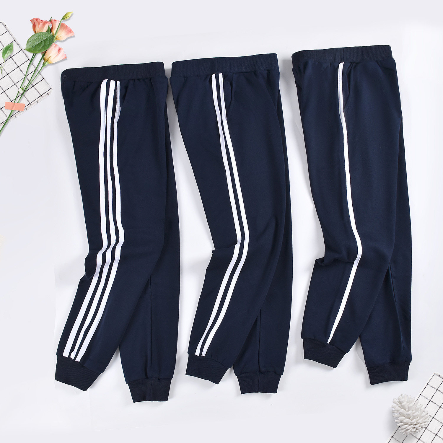 中小学生校服裤男女童一条两道杠