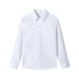 男童白衬衫秋冬长袖小学生打底校服儿童白色衬衣男大加绒加厚