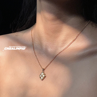 18k金贝母项链法式 CHEALIMPID 轻奢复古镂空雕花宫廷风设计气质女