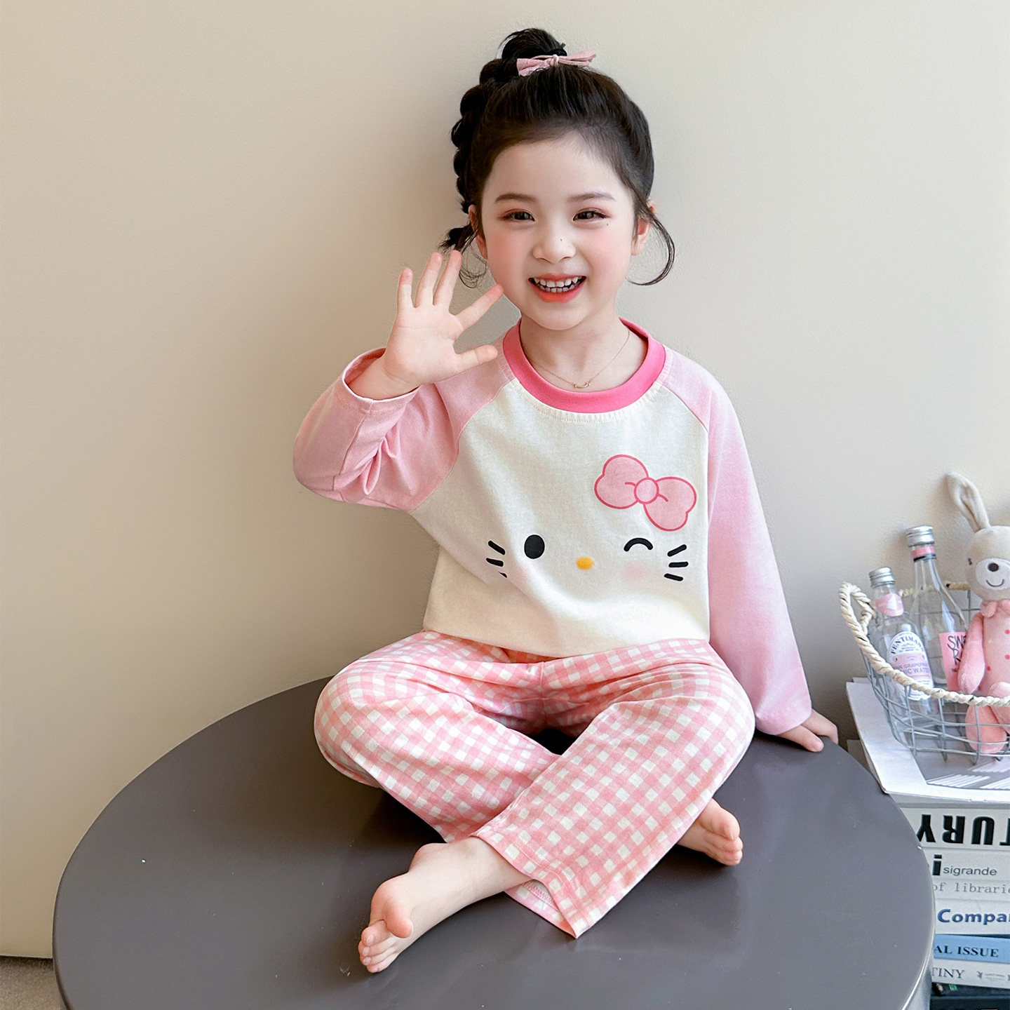 Kitty猫睡衣春秋季2026新款7岁宝宝小女孩儿童长袖防着凉夏空调服
