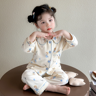 2025新款儿童家居服春秋季纯棉宝宝小女孩艾莎长袖防着凉夏空调服
