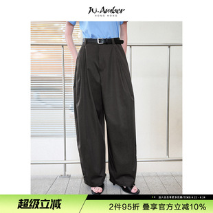 W.Amber梨形友好复古慵懒风高腰茧型阔腿休闲裤女2026年夏季新款
