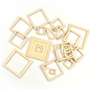 原木色方形镂空木片波西米亚风手账相册装 饰配件手工diy材料50个