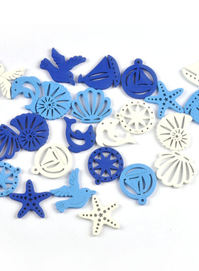 海洋工艺品航海挂饰船帆贝壳吊饰木质DIY家居装饰饰品摆件25个