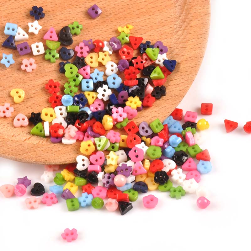 200个6mm五角星爱心塑料迷你纽扣diy手工艺材料包彩色服饰扣子