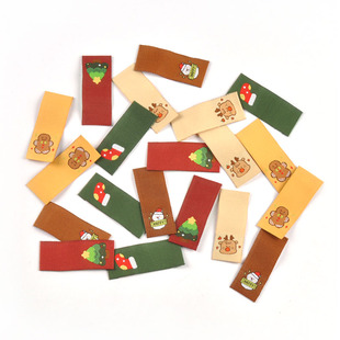 圣诞服装 领标雪人姜饼人圣诞树彩色折边布标DIY布贴服饰标签20个