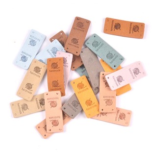 彩色handmade毛线球图案手工制作布标布贴服饰DIY标签铭牌20个/包