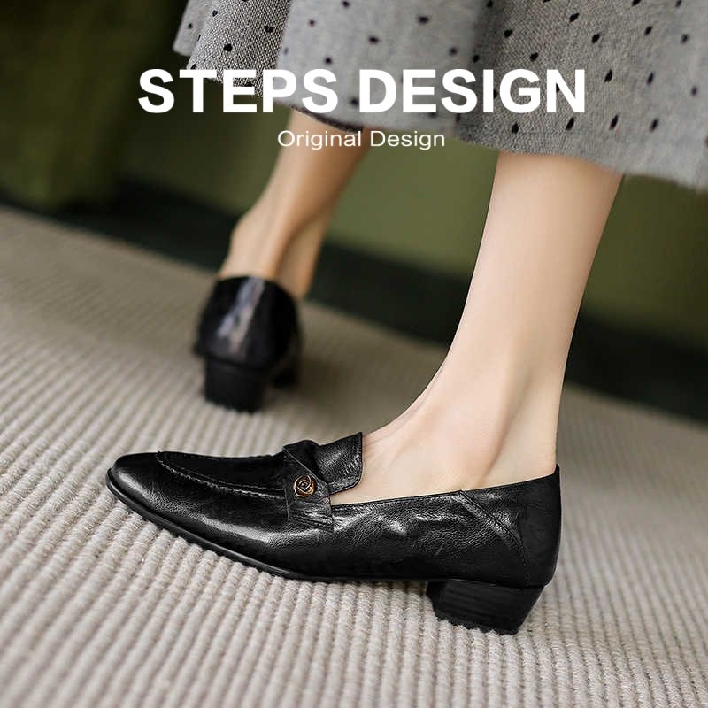 英伦风尖头乐福鞋女2026新款黑色真皮通勤单鞋女士皮鞋百搭豆豆鞋,女鞋,乐福鞋（豆豆鞋）,淘宝优惠券,粉丝福利购,淘宝优惠卷
