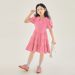女童连衣裙2025新款 批发 夏季 粉色超甜美公主裙子洋气小女孩童装