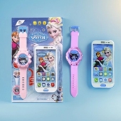 爱莎公主玩具手机儿童投影幼儿园Elsa发光音乐电子表冰雪奇缘礼物
