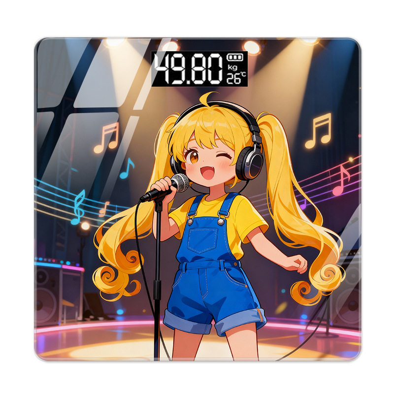 卡通甜美家用体脂秤精准小型电子秤充电款人体高精度专用称重计