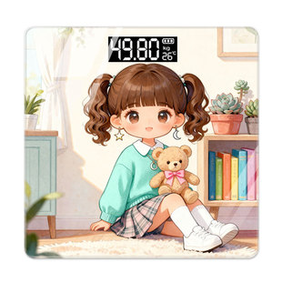 卡通小熊体重秤家用精准电子秤称重充电智能专用小型体脂秤器