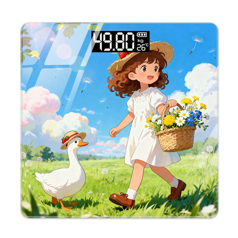 卡通可爱体重体脂秤智能家用防爆电子称重高精准专用测脂仪器