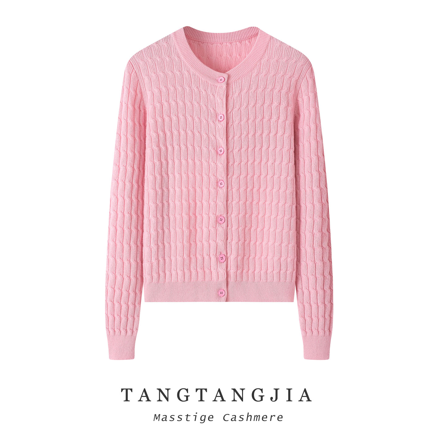 女圆领山羊绒开衫秋冬通勤羊毛衫