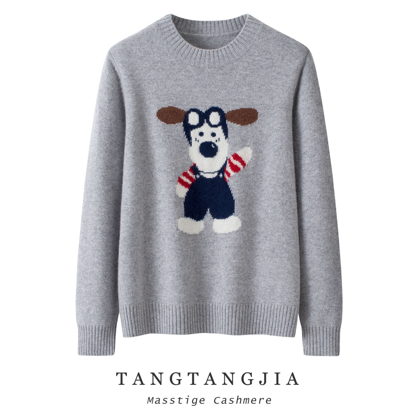 女士秋冬保暖卡通手绣羊绒羊毛衣
