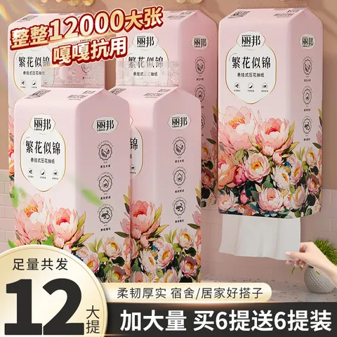 卫生纸巾加量装擦手纸大包家用面巾纸整箱平板悬挂式宿舍丽邦抽纸